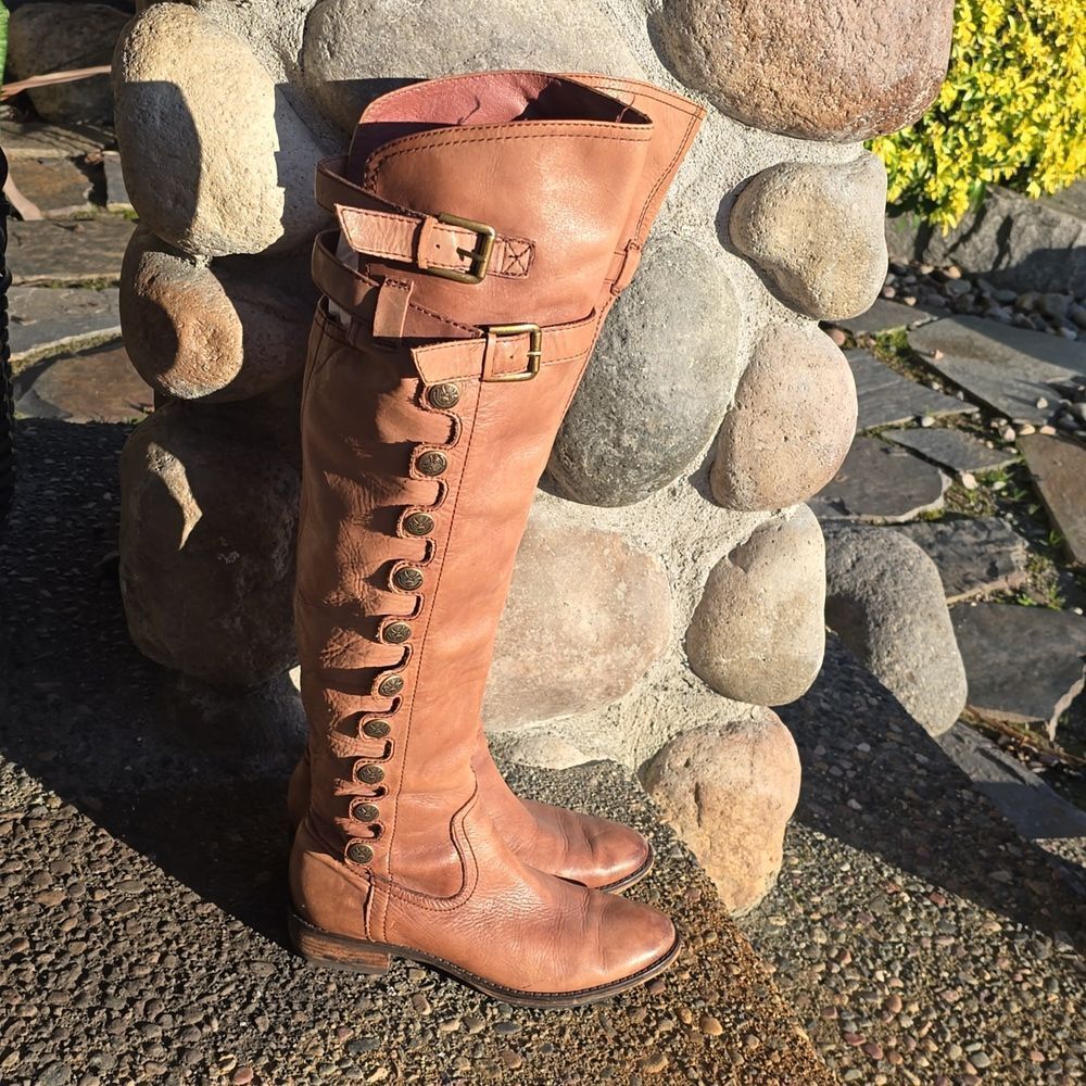 Sam Edelman Tan Over the Knee Boots. Natural PATINA Look! New Condition! Size 7 - Picture 2 of 15